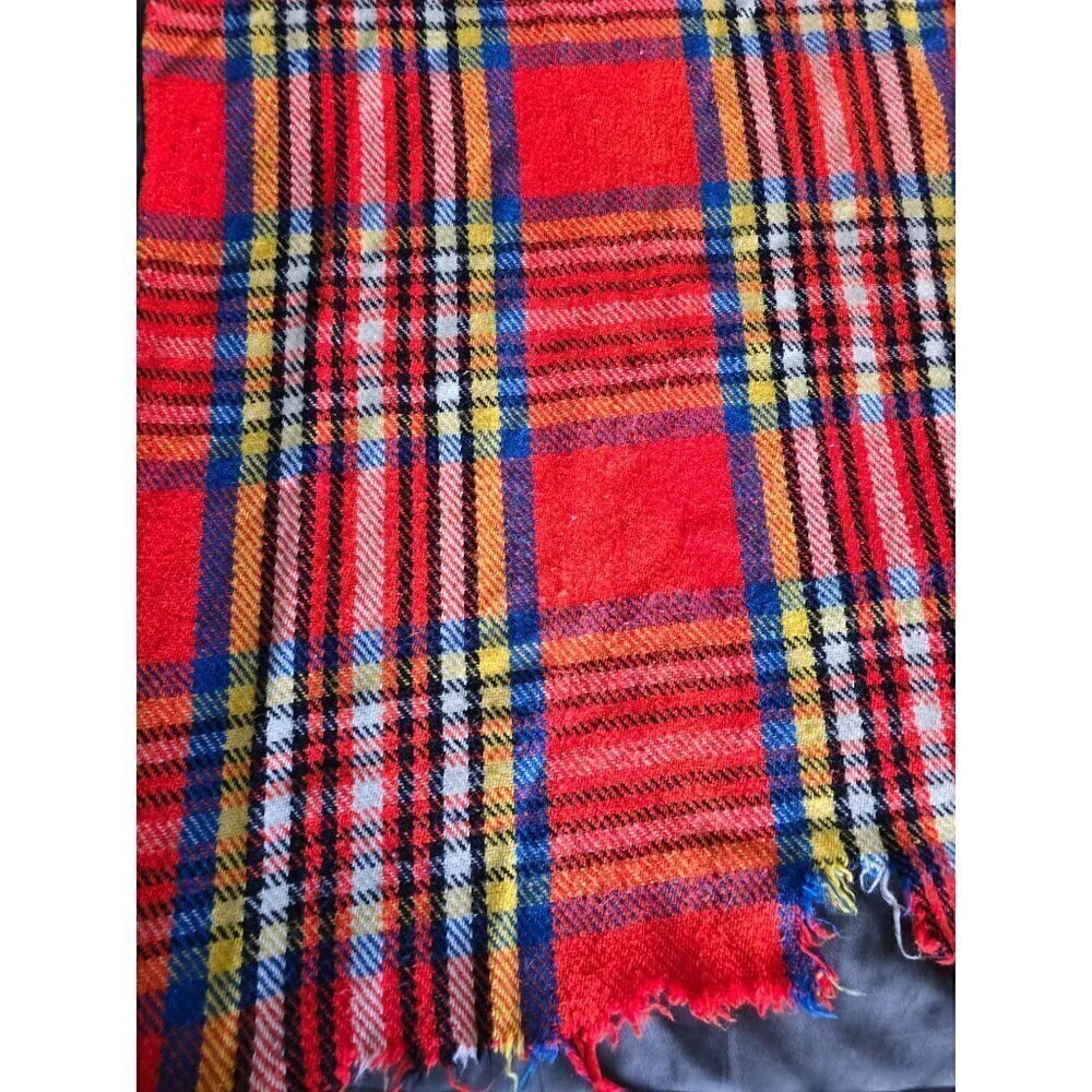 Vintage Red Tartan Plaid Highlander British Style Throw Blanket Couch Throw